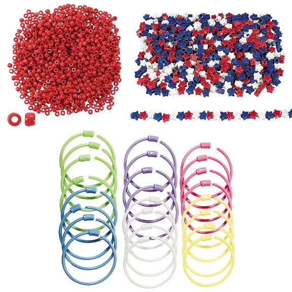 Patriotic Pony Bead Bracelet Craft Kit Makes 24
