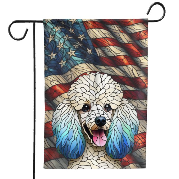 Patriotic Poodle Stained Glass Portrait American Flag Garden Flag 12x18in Double Sided Poodles Dog Lover Gifts Idea Outdoor Decor - 01010