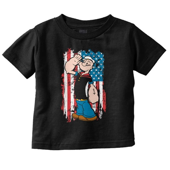 Patriotic Popeye Salute America Toddler Boy Girl T Shirt Infant Toddler Brisco Brands 6M