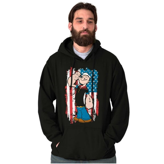 Patriotic Popeye Salute America Unisex Plus Size Hoodie Brisco Brands 2X