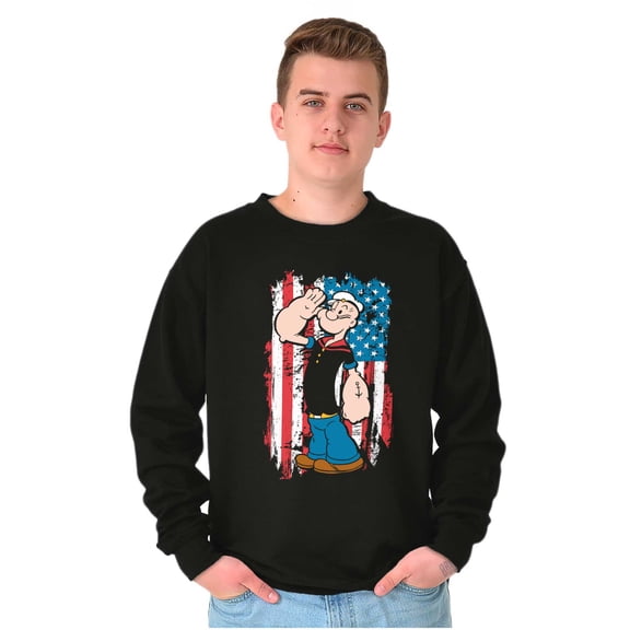 Patriotic Popeye Salute America Unisex Plus Size Sweatshirt Brisco Brands 2X