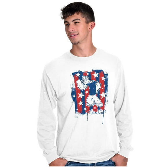 Patriotic Popeye The Sailor Man Long Sleeve TShirt Men Women Brisco Brands S
