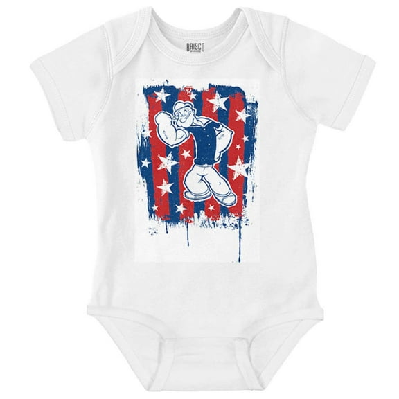 Patriotic Popeye The Sailor Man Romper Boys or Girls Infant Baby Brisco Brands 18M