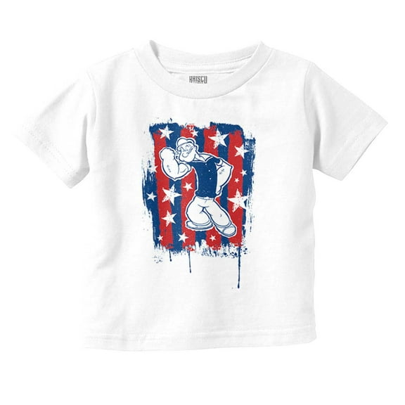 Patriotic Popeye The Sailor Man Toddler Boy Girl T Shirt Infant Toddler Brisco Brands 18M