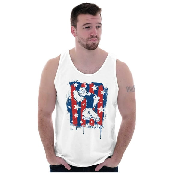Patriotic Popeye The Sailor Man Plus Size Graphic Tank Top Brisco Brands 2X