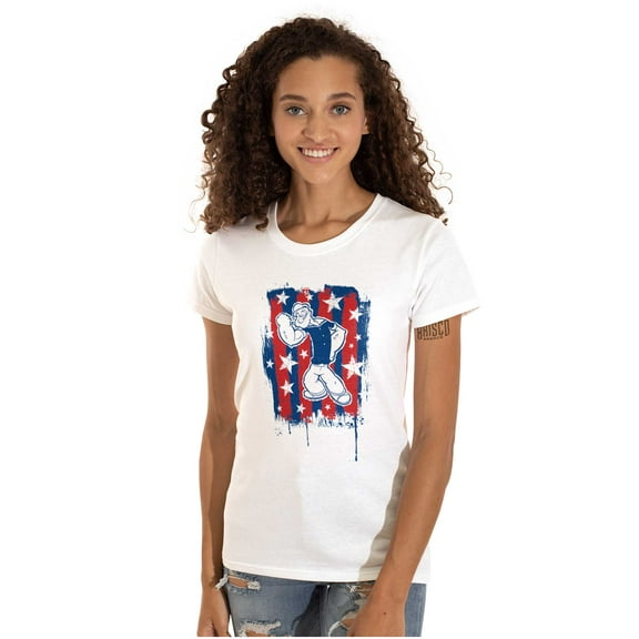 Patriotic Popeye The Sailor Man Women's T Shirt Ladies Tee Brisco Brands M