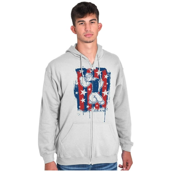 Patriotic Popeye The Sailor Man Zip Up Hoodie Men's Women's Brisco Brands M
