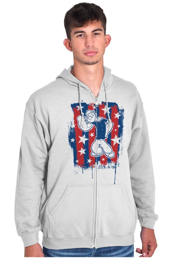 Patriotic Popeye The Sailor Man Zip Up Hoodie Men's Women's Brisco Brands M