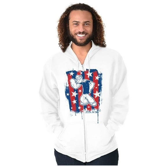 Patriotic Popeye The Sailor Man Zip Up Hoodie Men's Women's Brisco Brands S
