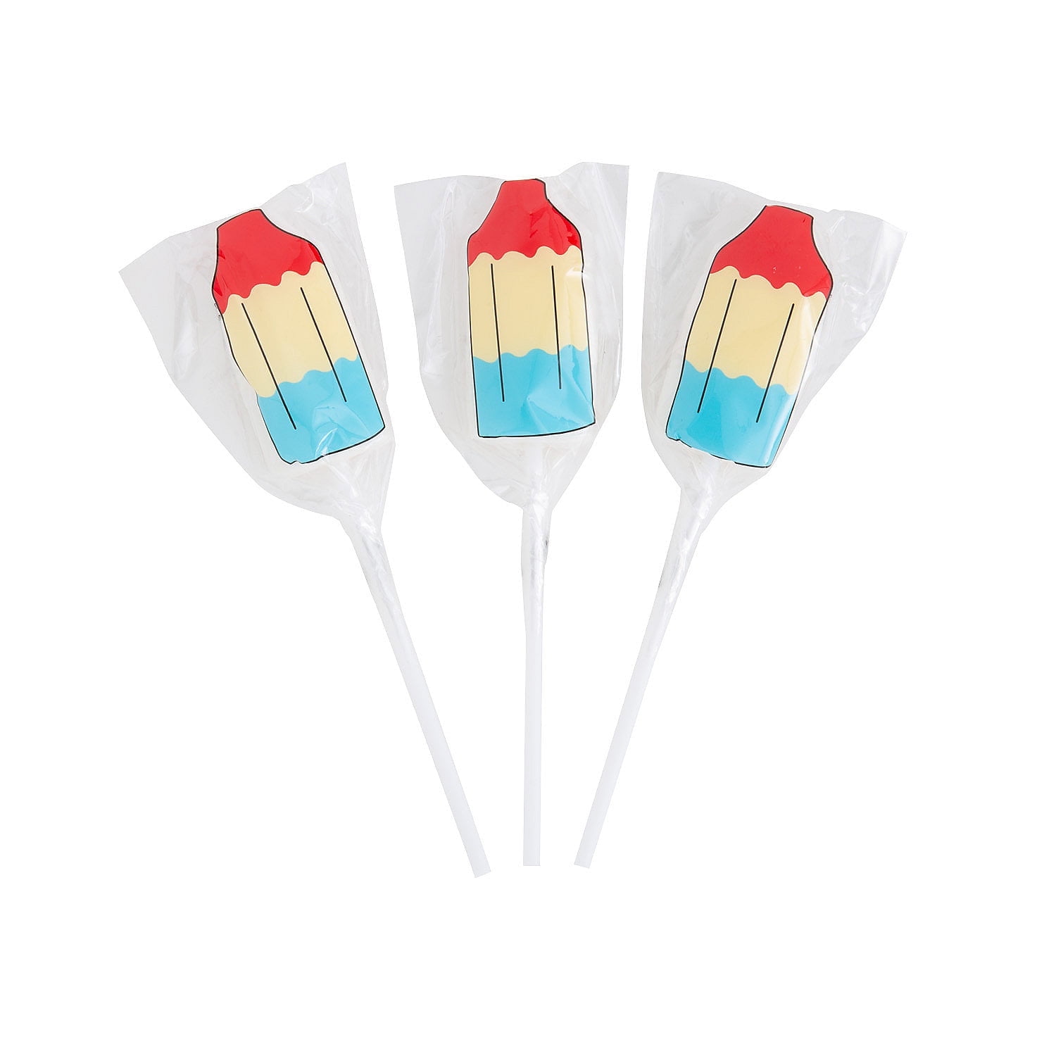 Popsicle Lollipops Patriotic Fourth of July Cherry Flavor 12 Count 7 oz
