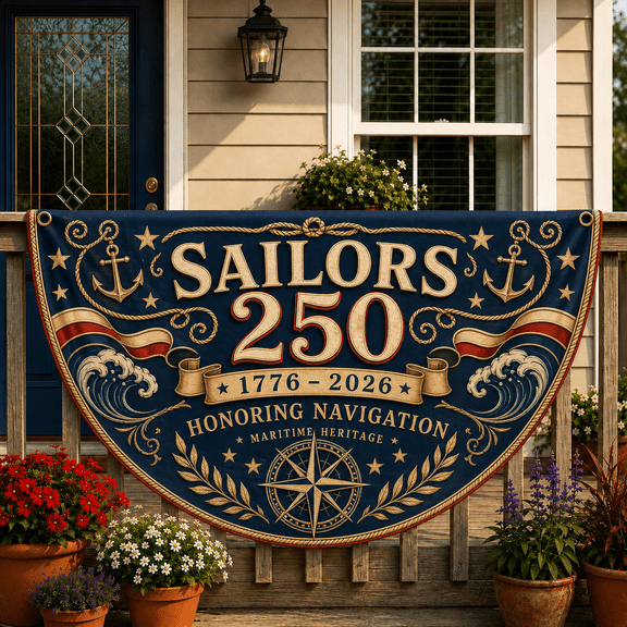 Sailors 250 Flag Vintage Compass Rose Maritime Heritage Porch Banner 1776-2026