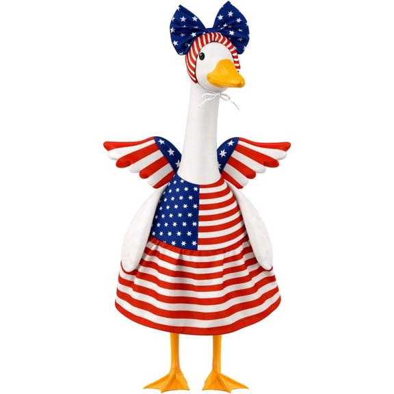 Patriotic Porch Pet Statue Clothing Set for Independence Day Memorial Day 4th of July Decorations Garden Ornament Outfits Red White Blue Apparel for Porch Yard Lawn Outdoor Decoration Accessory