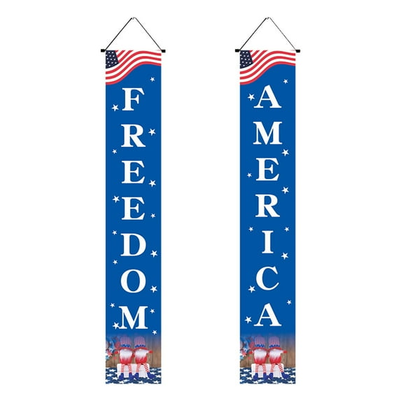 Patriotic Porch Sign, 4th of July Welcome Banner Decorations for Front Door, Independence Day Hanging Banner for Outdoor Home Party, Memorial Day Patriotic Decor