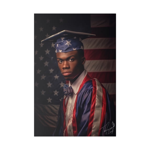 "Patriotic Portraiture: The Essence of Achievement" - Matte Canvas, Stretched
