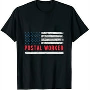 Patriotic Postal Worker American Flag US Postal Service T Shirt Black