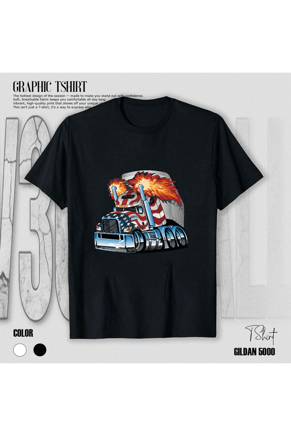 Patriotic Pride Semi Truck Big Rig Trucker Highway Heavy Hauler Unisex T-Shirt V15156, up to size 5XL