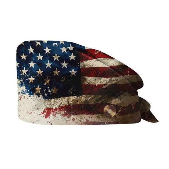 Patriotic Print Casual Work Hat for Men and Women, Breathable Adjustable Sun Cap, Outdoor Dustproof Hat for Hiking and Nursing,Dark Gray