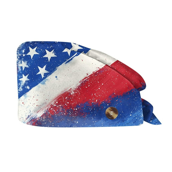 Patriotic Print Casual Work Hat for Men and Women, Breathable Adjustable Sun Cap, Outdoor Dustproof Hat for Hiking and Nursing,White