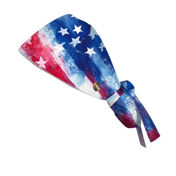 Patriotic Printed Adjustable Work Cap for Women, Breathable Ponytail Baseball Hat, Daily Use Sun Hat for Outdoor Nursing and Casual Wear,Dark Blue