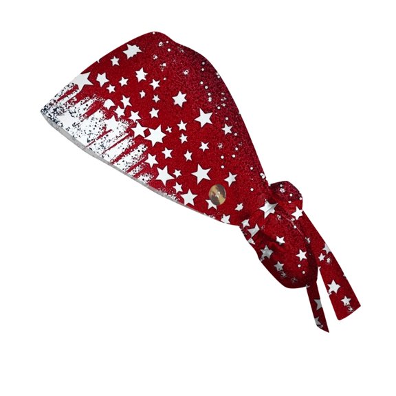 Patriotic Printed Adjustable Work Cap for Women, Breathable Ponytail Baseball Hat, Daily Use Sun Hat for Outdoor Nursing and Casual Wear,Red