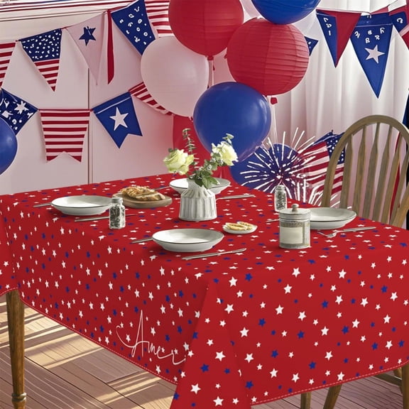 Patriotic Printed Independence Day Table Runner, 59*59in Soft Woven Fabric with Multi-Size Optional Specs, Decorative Table Cloth for Kitchen Living Room Fireplace & Holiday Party Table Setting