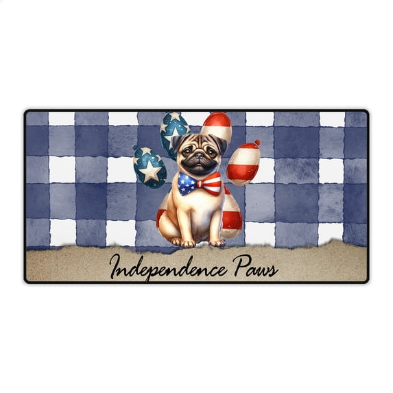 Patriotic Pug 4th of July Independence Paws Desk Mat Full Keyboard Mouse Pad Dog Lover Gifts Large Mousepad - 02010