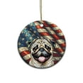 thumbnail image 1 of Patriotic Pug Stained Glass Portrait American Flag Ceramic Round Ornament Dog Lover Gifts Home Tree Decor - 01010, 1 of 5