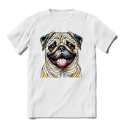 Patriotic Pug Stained Glass Portrait American Flag Shirt T-shirt Unisex Merch Dog Lover Gifts - 01010