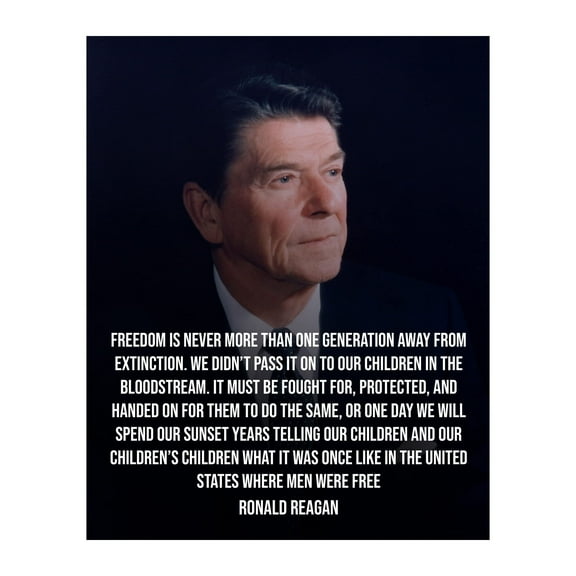 Patriotic Quote Wall Art "Freedom Is One Generation Away" Presidential Portrait Poster for Office, Classroom, Library, or Home Decor