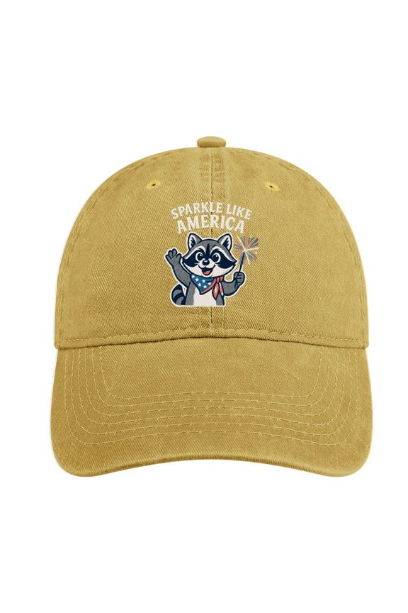 Patriotic Racoon Sand Colour Baseball Cap 100% Cotton Hats for Men Hats for Women