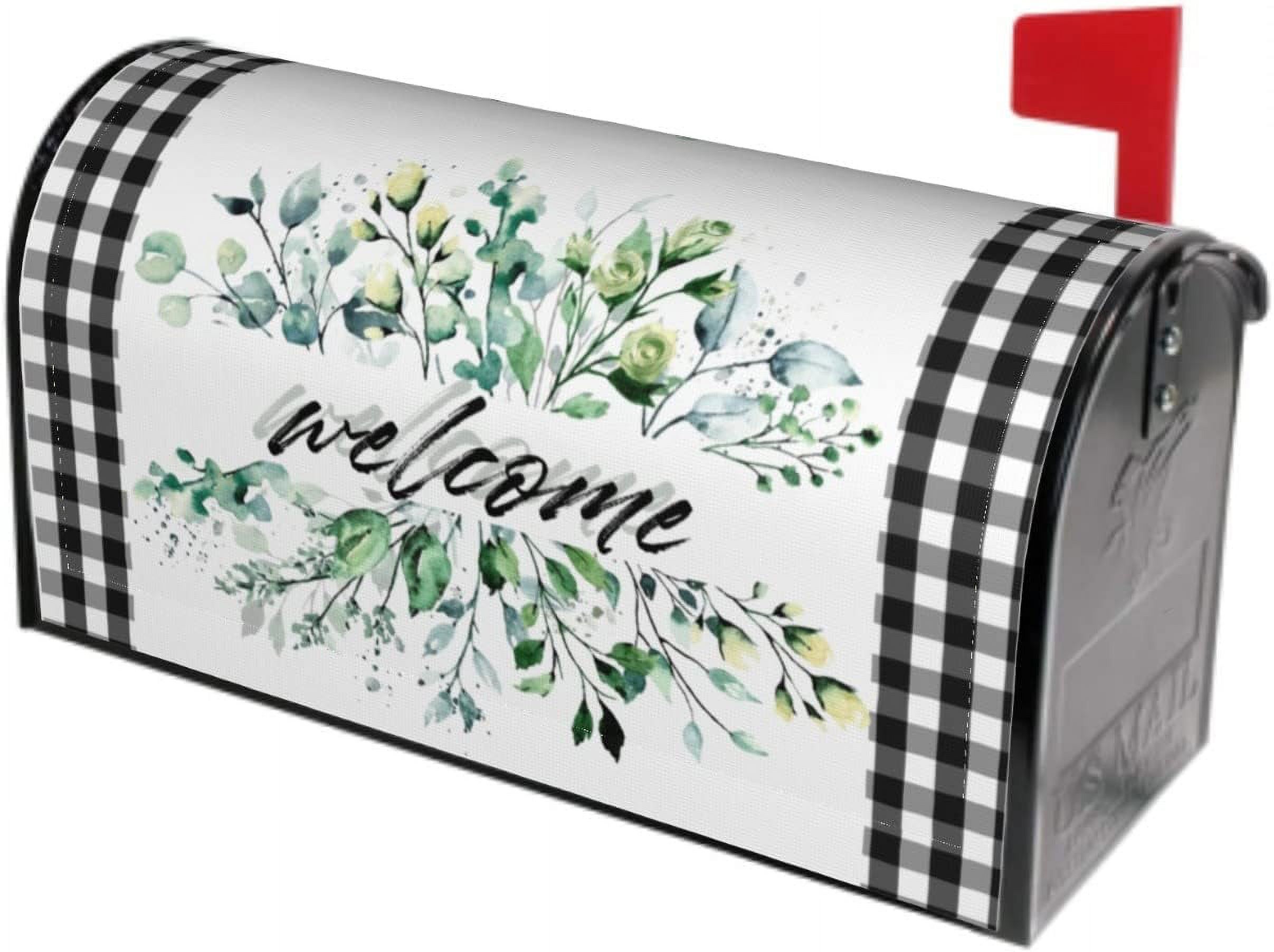 Patriotic Red and Blue Flowers Mailbox Cover Independence Day