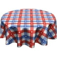 thumbnail image 1 of Patriotic Red Buffalo Plaid Star Tablecloth Independence Day Round Tablecloth 60 Inch 4th of July Table Cloth for Farmhouse Kitchen Decor Polyester Fabric American Flag Table Cover for Outdoor Camping, 1 of 1