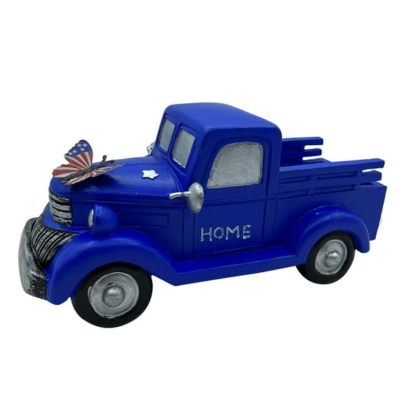 Patriotic Red Centerpiece Independence Day Blue Truck Farmhouse Truck Ornament Flowers Pot Decoration Patriotic Centerpiece Desktop Ornament