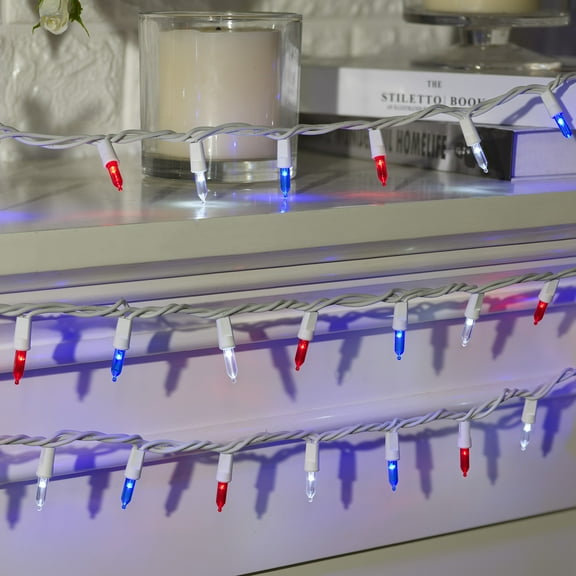4th of July, Patriotic LED Mini Lights, Red/Cool White/Blue, 9.5', by Way To Celebrate