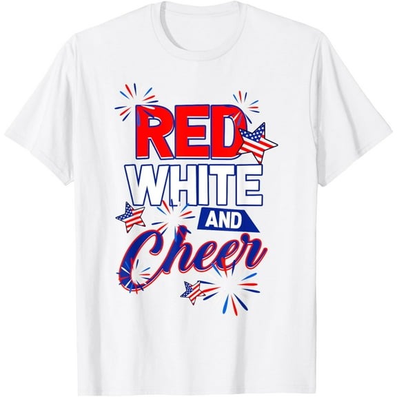 Patriotic Red White And Cheer USA Fireworks 4th of July T-Shirt