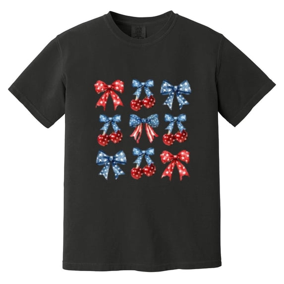Patriotic Red White Blue Bows 4th of July Coquette Comfort Color T-Shirt, Unisex, up to size 4XL