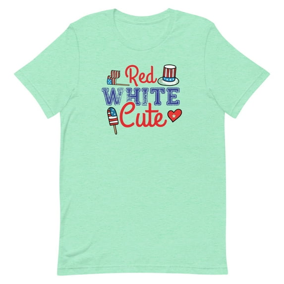 Patriotic Red White Blue Cute Design Shirt (Heather Mint, 3XL)