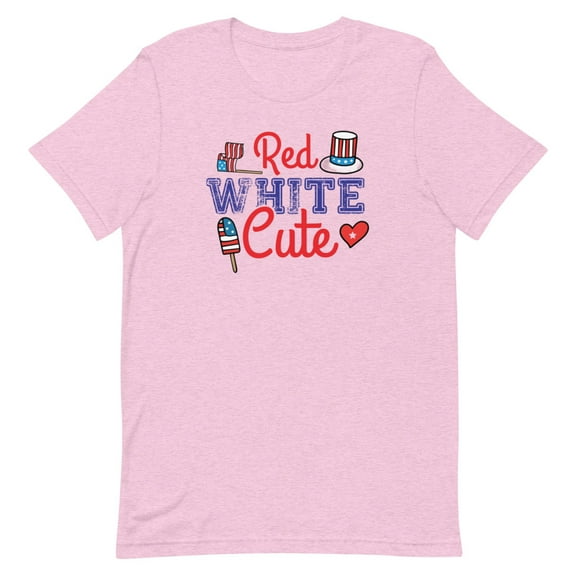 Patriotic Red White Blue Cute Design Shirt (Heather Prism Lilac, XS)