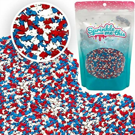 Patriotic Red White & Blue Small Star Sprinkles (4 Oz.)