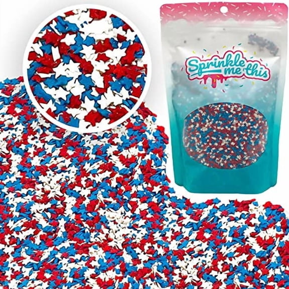 Patriotic Red White & Blue Small Star Sprinkles (8 oz)