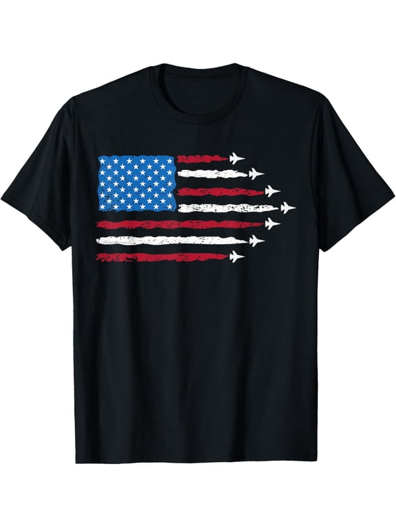 Patriotic Red White Blue USA Flag Fighter Jets 4th of July T-Shirt TShirt