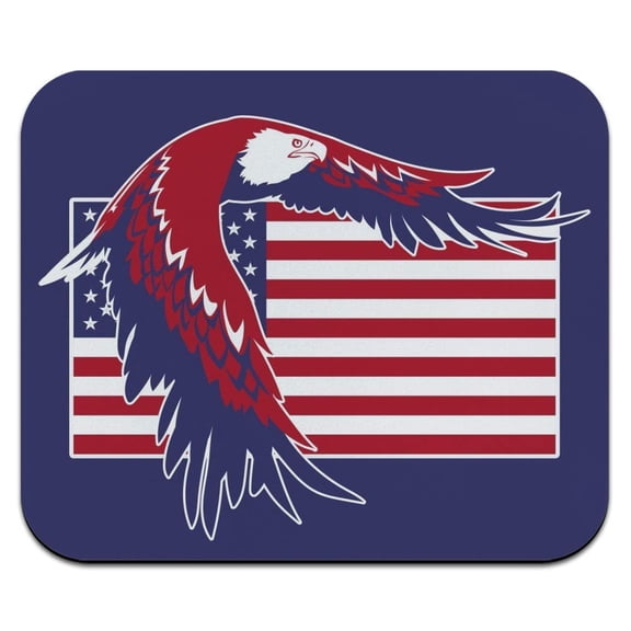 Patriotic Red White and Blue American Bald Eagle Over USA Flag Low Profile Thin Mouse Pad Mousepad