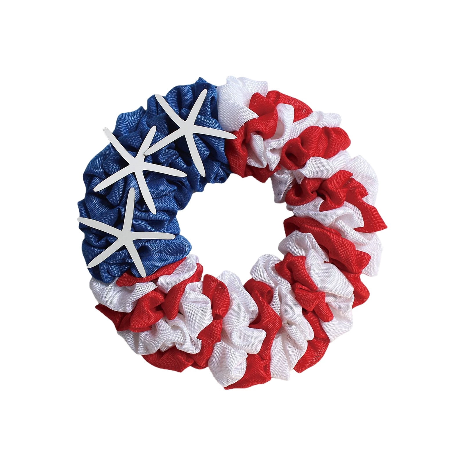 Patriotic Red, White, and Blue Hair Scrunchie with Starfish Accents Perfect for Celebrations and Everyday Wear