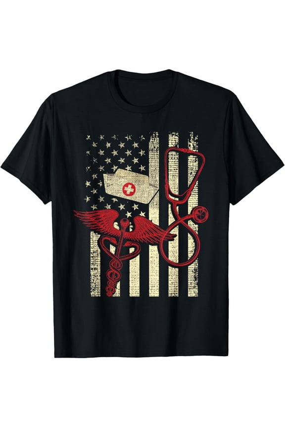 Patriotic Registered Nurse USA Flag Nursing RN Healthcare T-Shirt