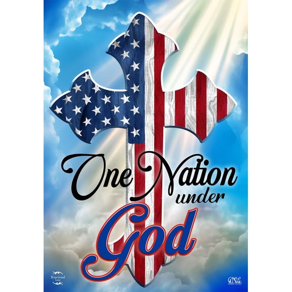 Patriotic Religious Cross Garden Flag, One Nation Under God Design, 12.5 x 18 Inch