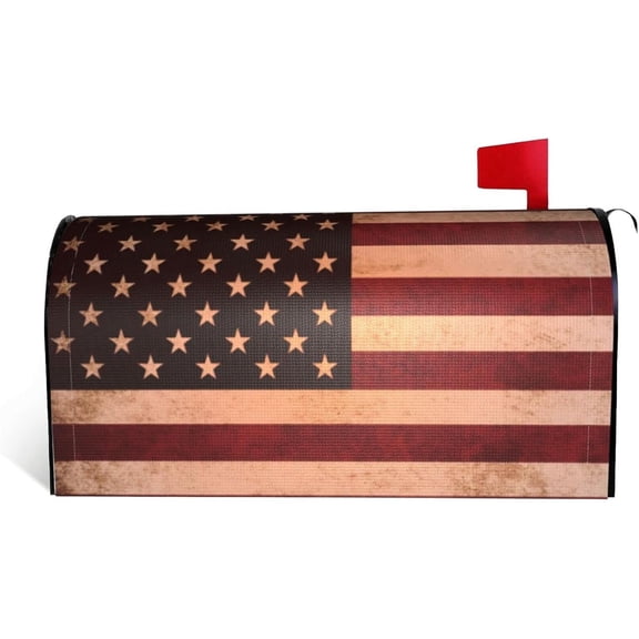 Patriotic Retro American Flag Mailbox Covers Standard Size Independence Day 4th of July Magnetic Mail Cover Letter Post Box Standard Size 21" Lx 18"