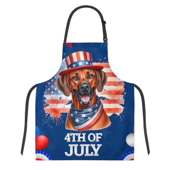 Patriotic Rhodesian Ridgeback Celebrates 4th of July Apron Ridgebacks Dog Lover Gifts for Cooking Grilling Baking Painting Gardening - 02009