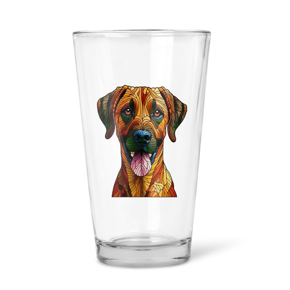 Patriotic Rhodesian Ridgeback Stained Glass Portrait American Flag 16oz Pint Beer Glass Mug Ridgebacks Dog Lover Gifts Beer Glasses Cup - 01010
