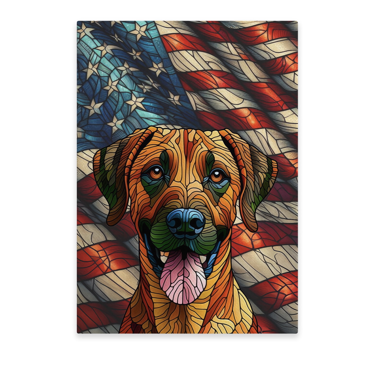 Stained Glass Pattern Rhodesian Ridgeback Patriotic Rhodesian Ridgeback Stained Glass Portrait American Flag ...
