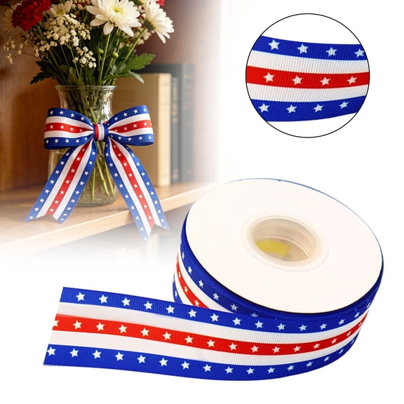 Patriotic Ribbon 4th of July, Red White Striped Ribbon 1 Inch x 10 Yards, DIY Wreaths, Bows, Crafts, Independence Day, Memorial Day, Veterans Day Decor, F